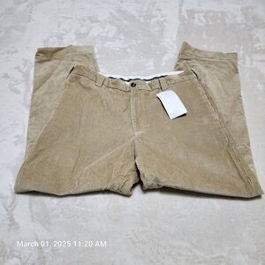 LL Bean Pants Men’s 37 Tan Corduroy 100% Cotton Classic Fit Flat Front Casual